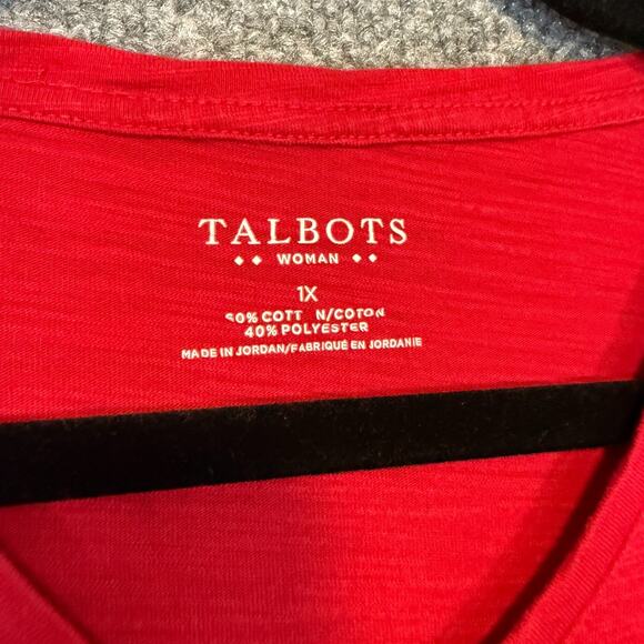 Talbots Shirt‎ Womens 1X Red Vneck Plus Size Tshirt Bohemian Fitted Casual - Picture 4 of 7